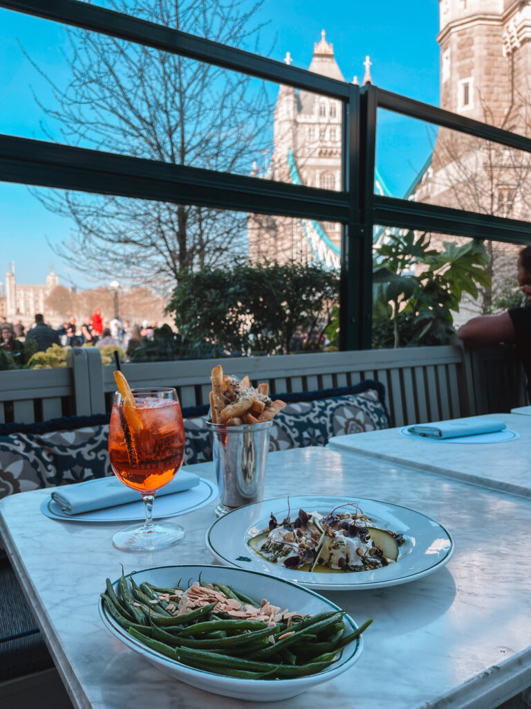 The best brunch spots in London
This image showcases one of the recommendations- The Ivy with teh Tower Bridge in the background